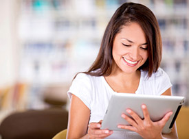 Woman using a tablet computer